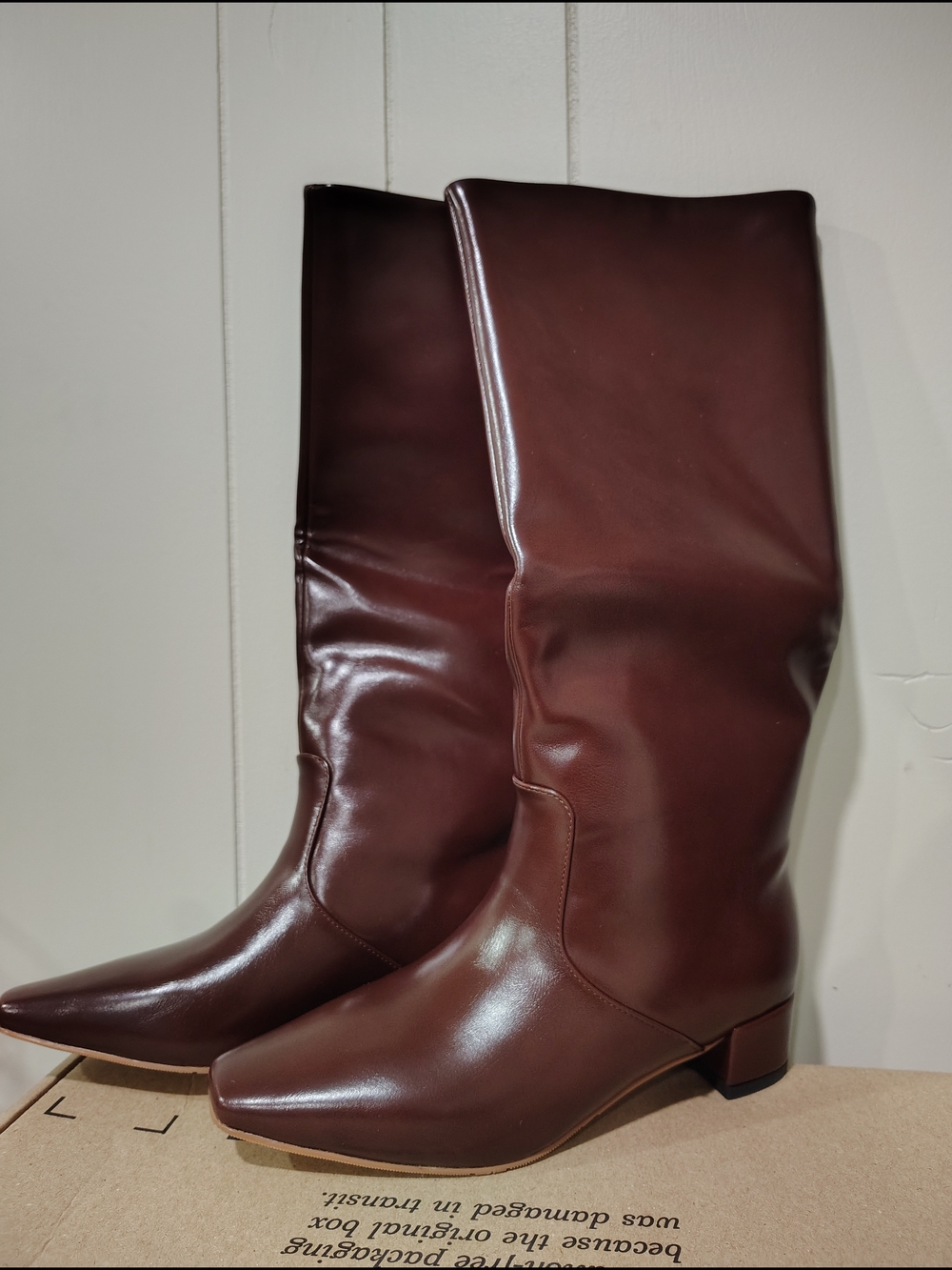 Women's  Mucccute Brown Knee-High Square Toe Boots